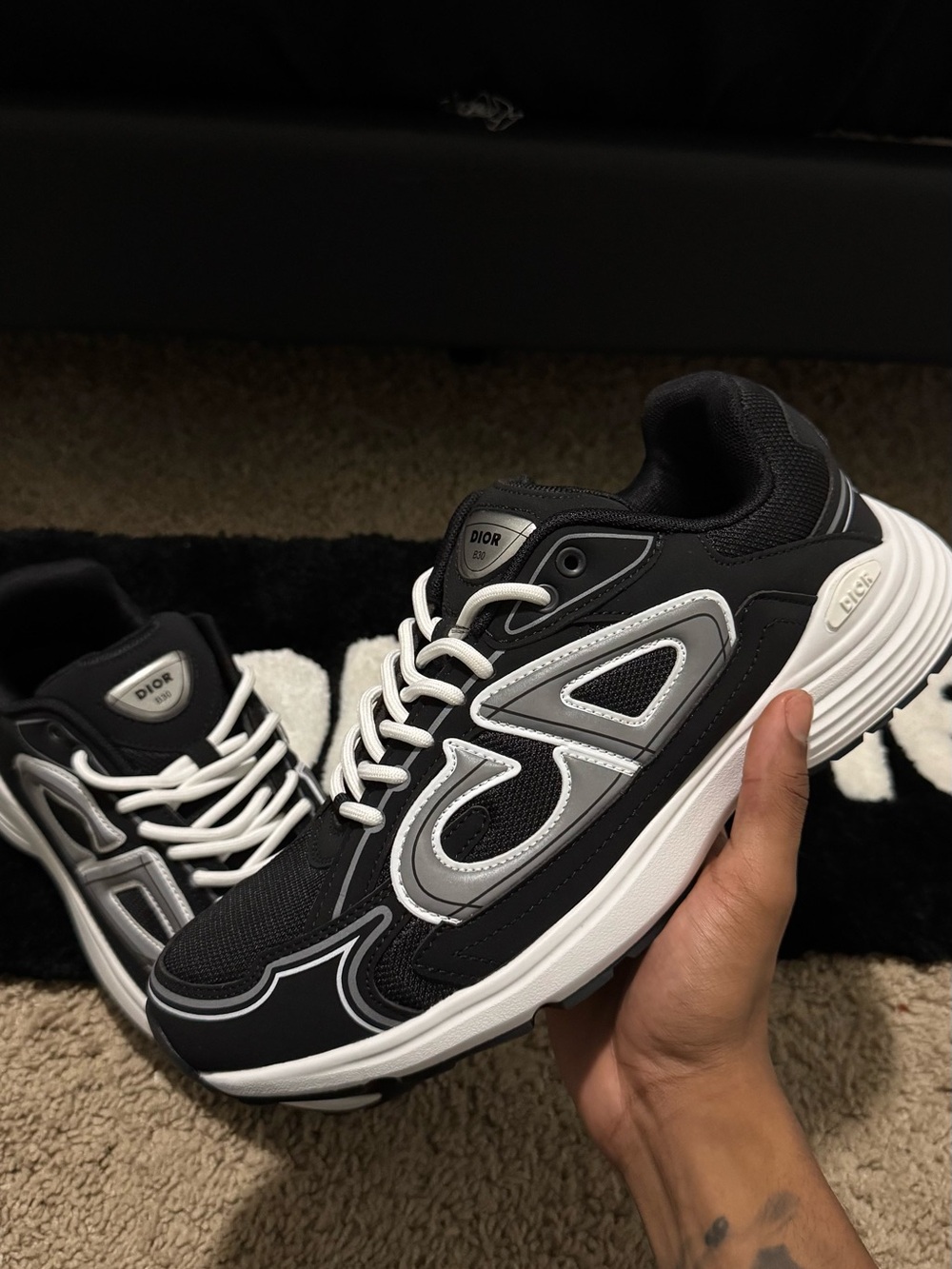 Dior Black and White Mesh Low-Top Sneakers